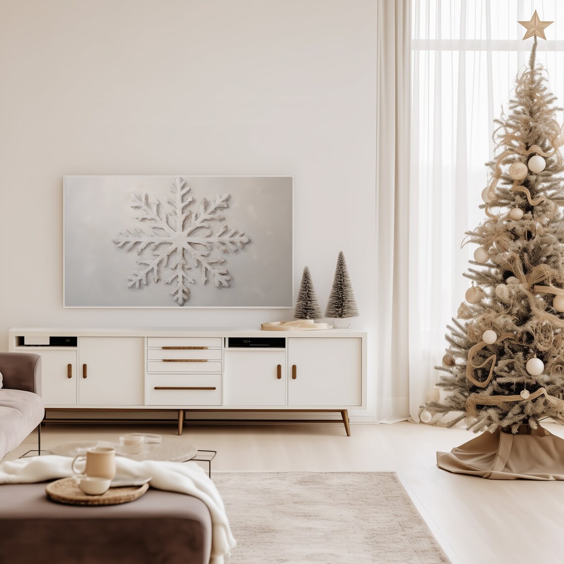 Snowflake Vintage Christmas Seasonal Art Print