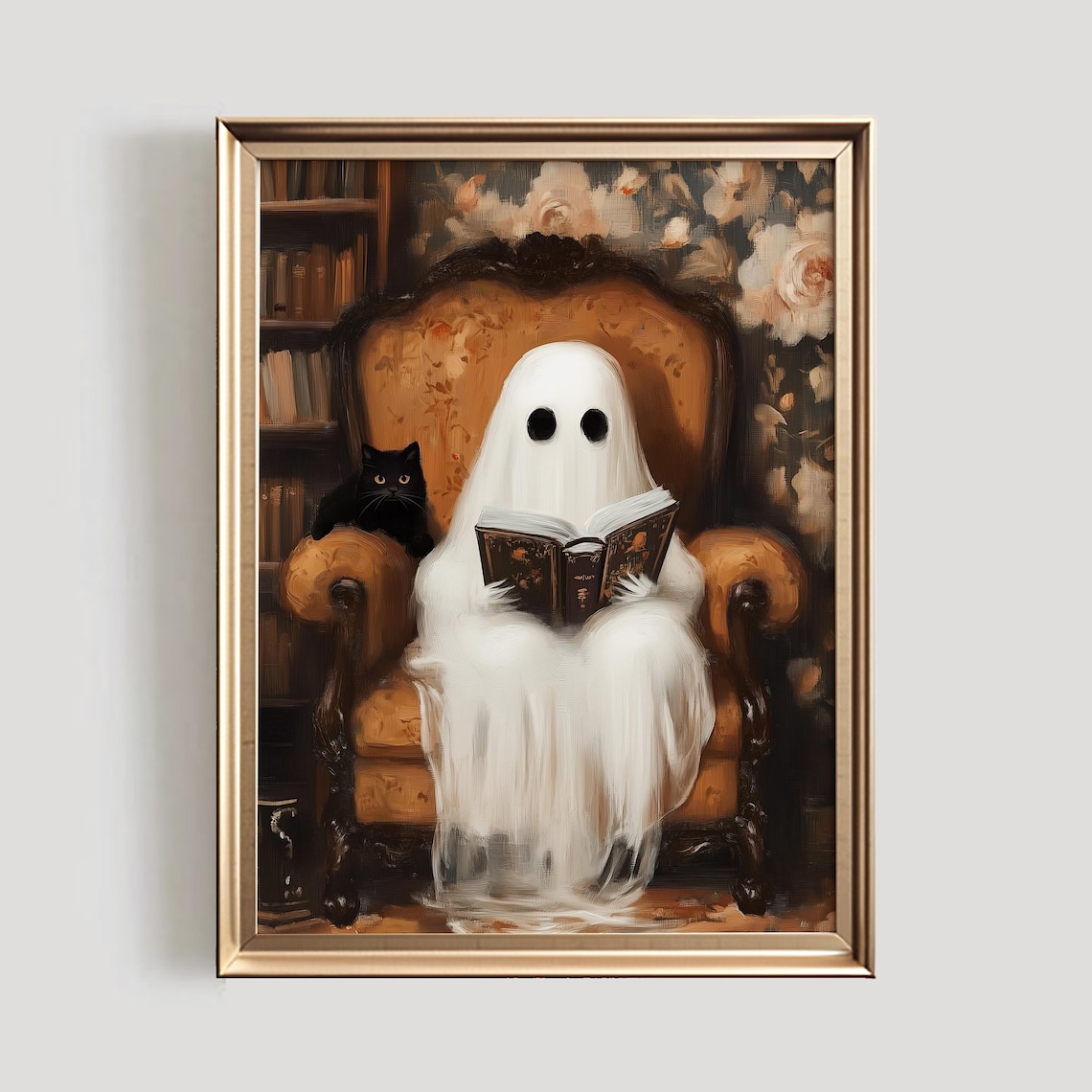 Library Ghost Halloween Dark Academia Art Print