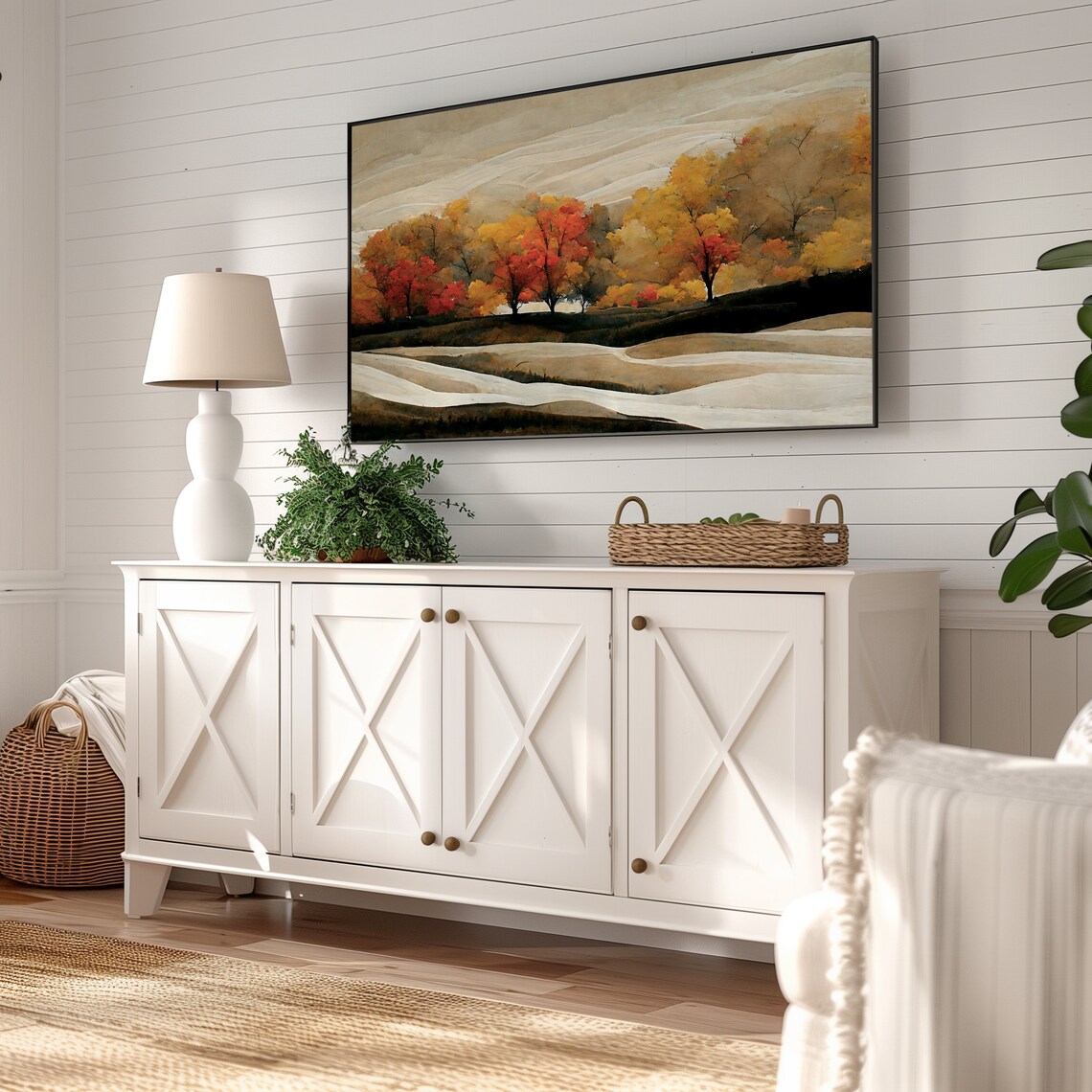 Autumn Landscape Art Print, Fall Foliage Trees