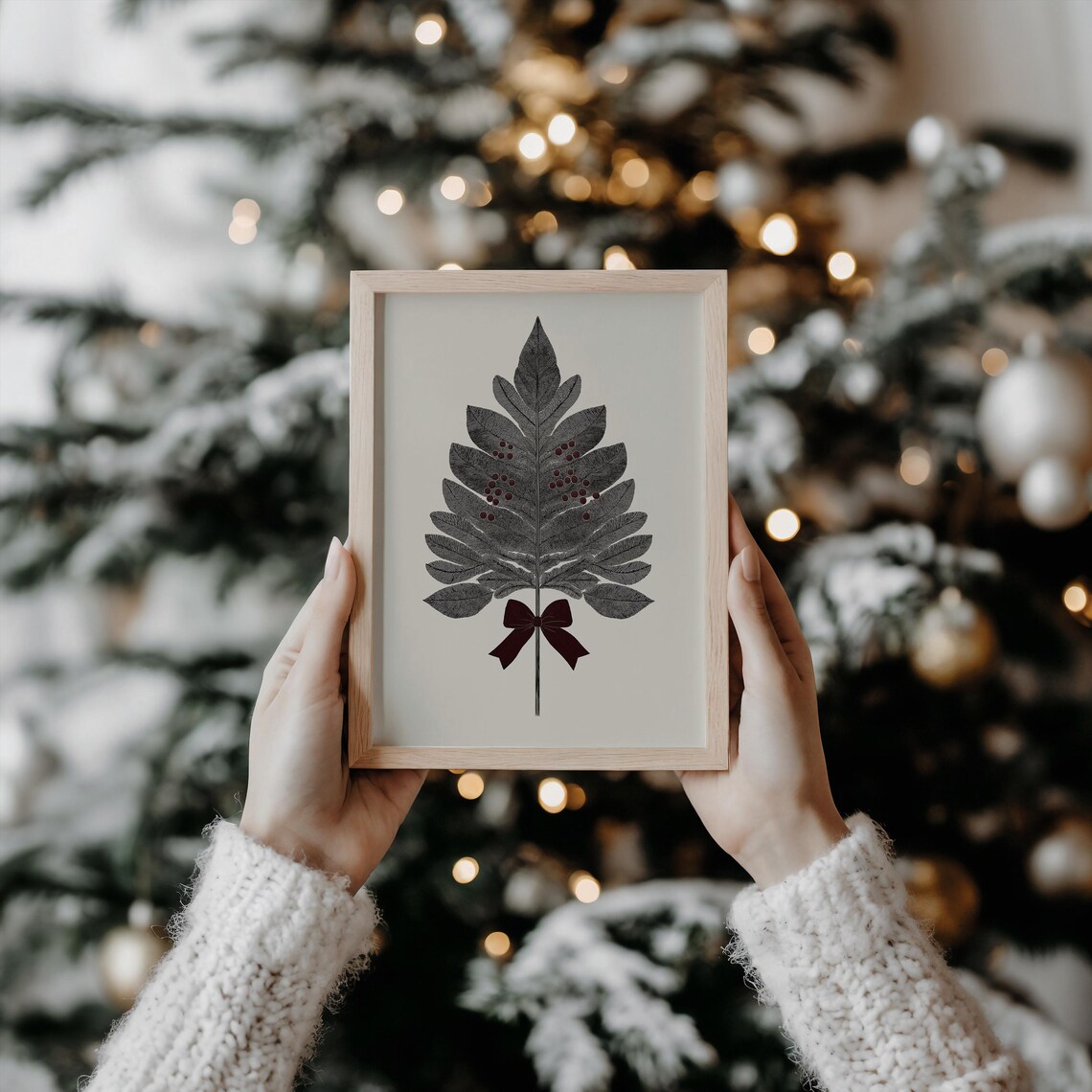 Rustic Holiday Foliage, Minimalist Festive Botanical Art Print - Image 4