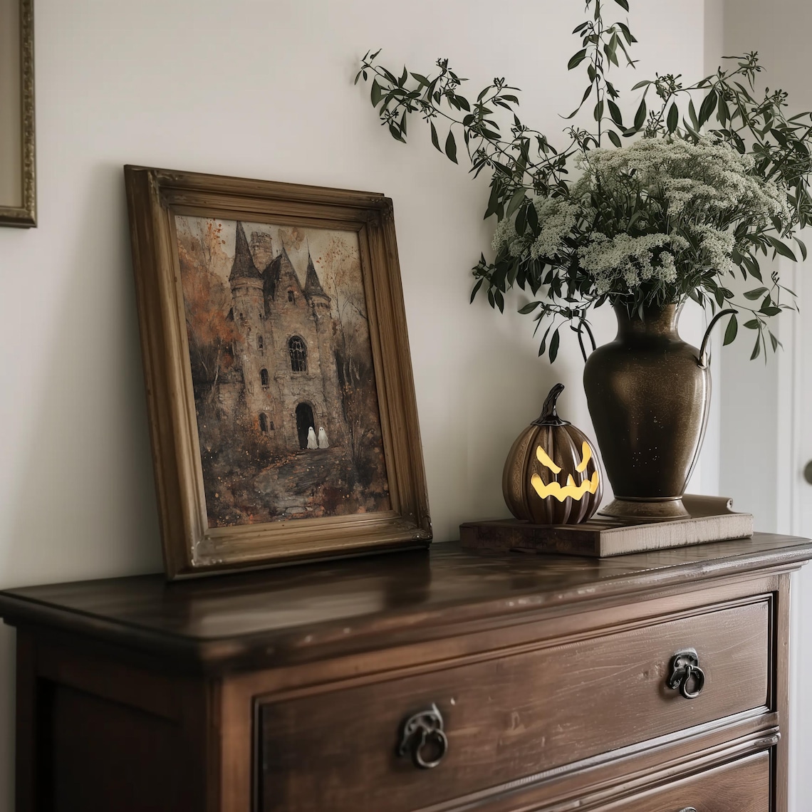 Spooky Halloween Vintage Painting With Little Ghosts - Image 5
