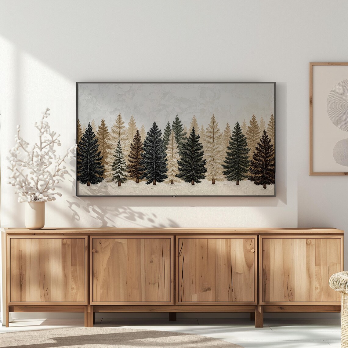 Winter Trees Art Print, Neutral Holiday Decor - Image 3