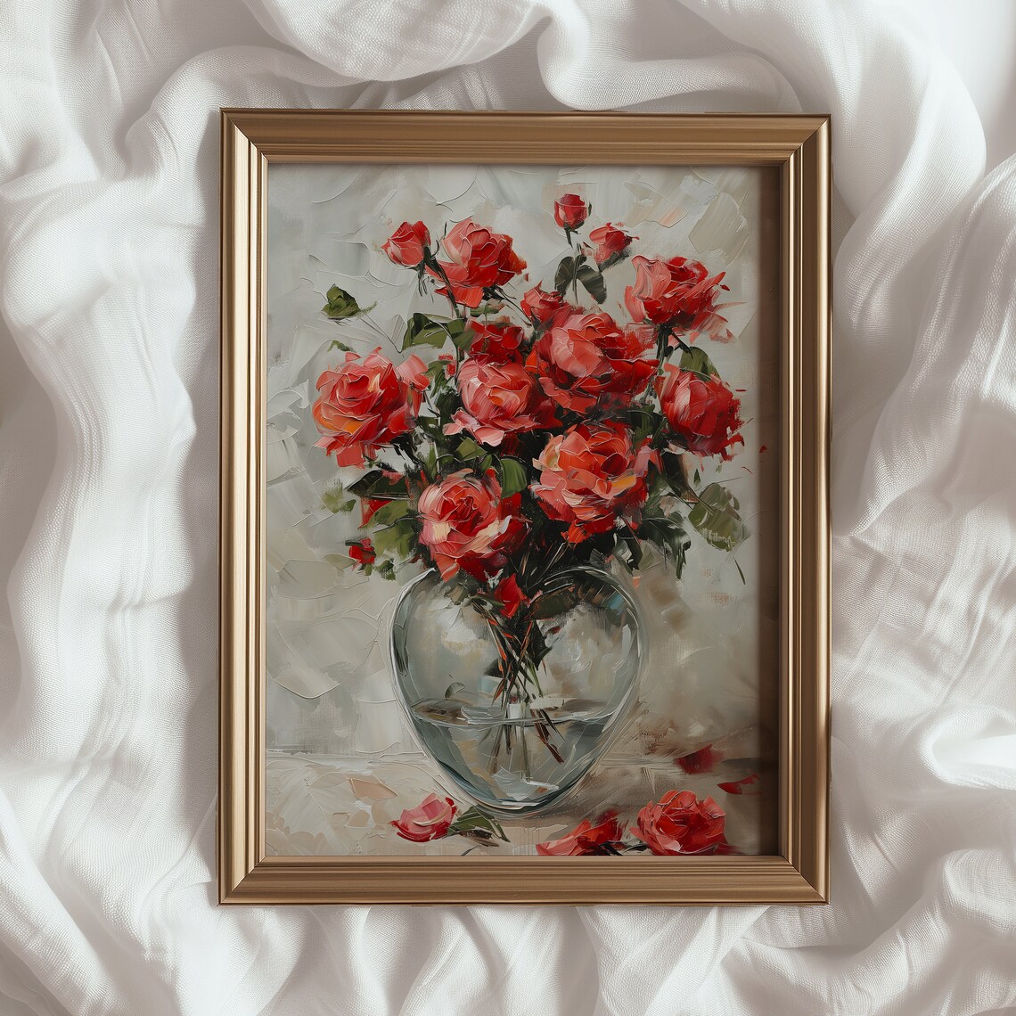 Red Roses Vintage Romantic Decor Art Print - Image 4