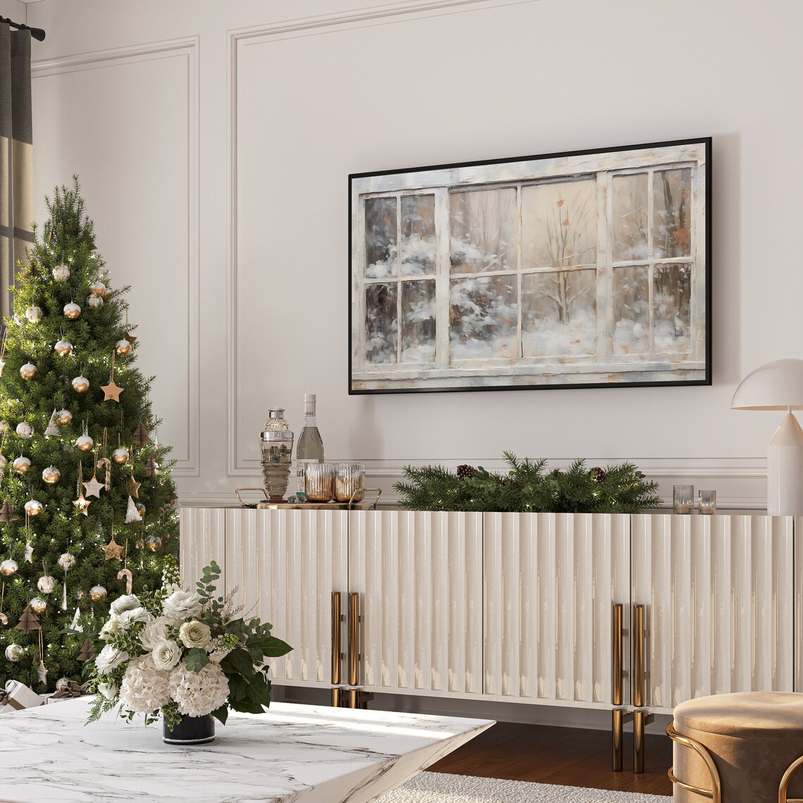 Winter Snow Window Christmas Art Print - Image 3