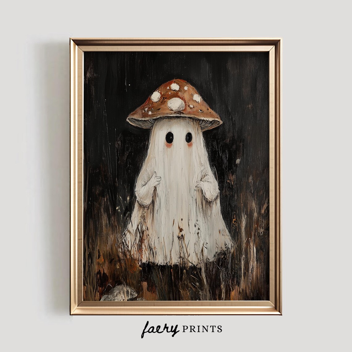 Mushroom Ghost Print, Cute Spooky Halloween Art Print