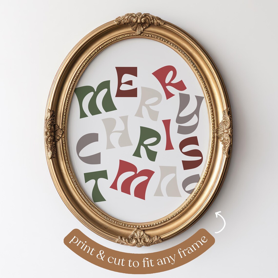 Merry Christmas Retro Holiday Quote Art Print - Image 4