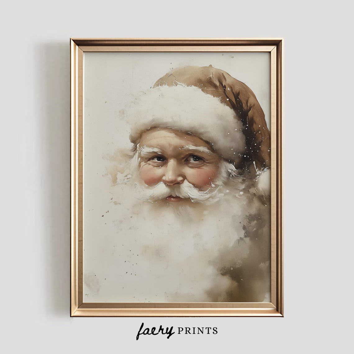 Classic Santa Claus Portrait in Soft Watercolor Christmas Poster