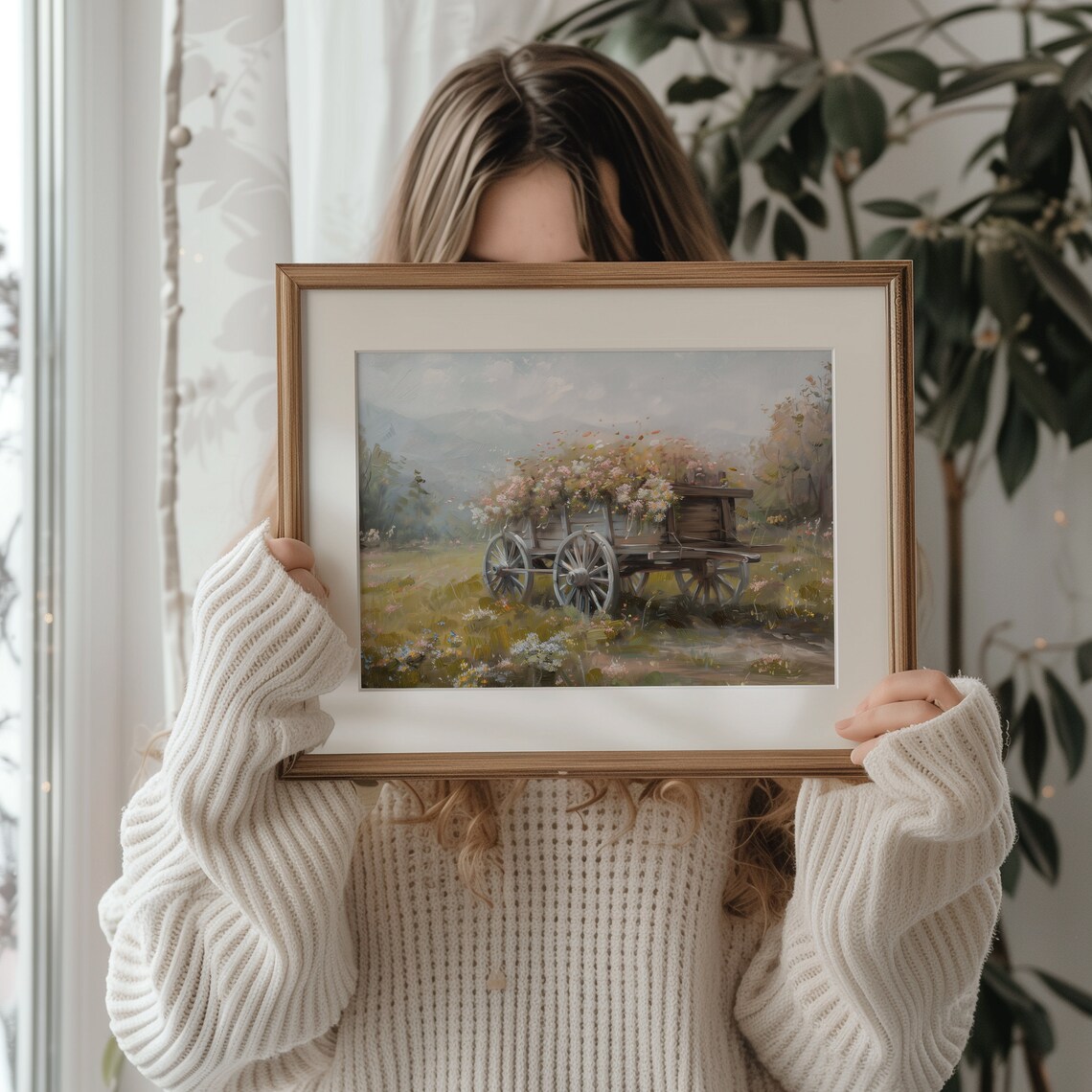 Wildflower Spring Wagon Art Print, Farmhouse Decor - Image 2
