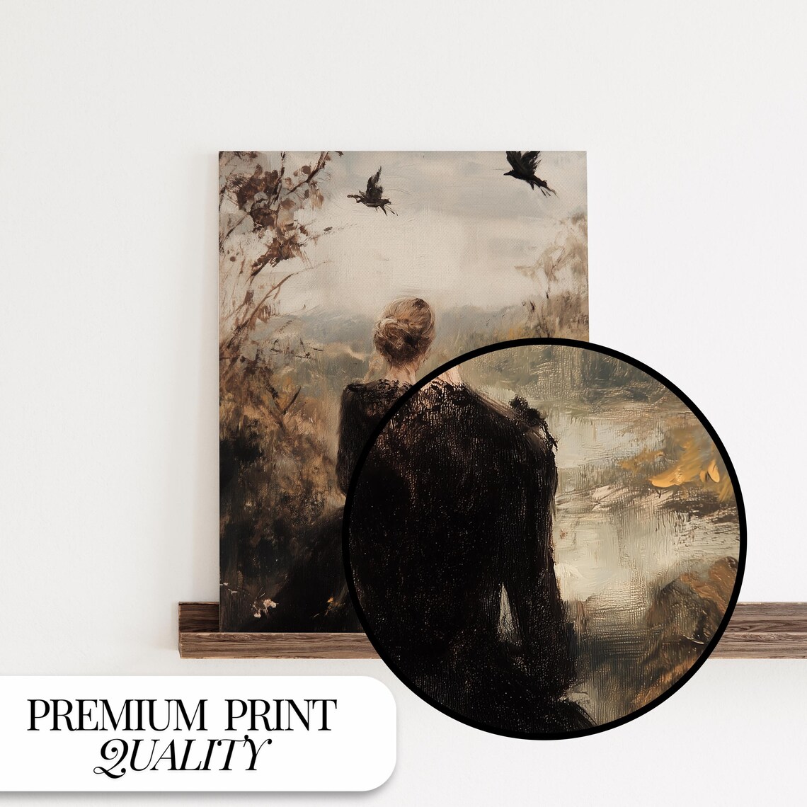 Victorian Lady In Fall Art Print, Moody Autumn Decor - Image 3