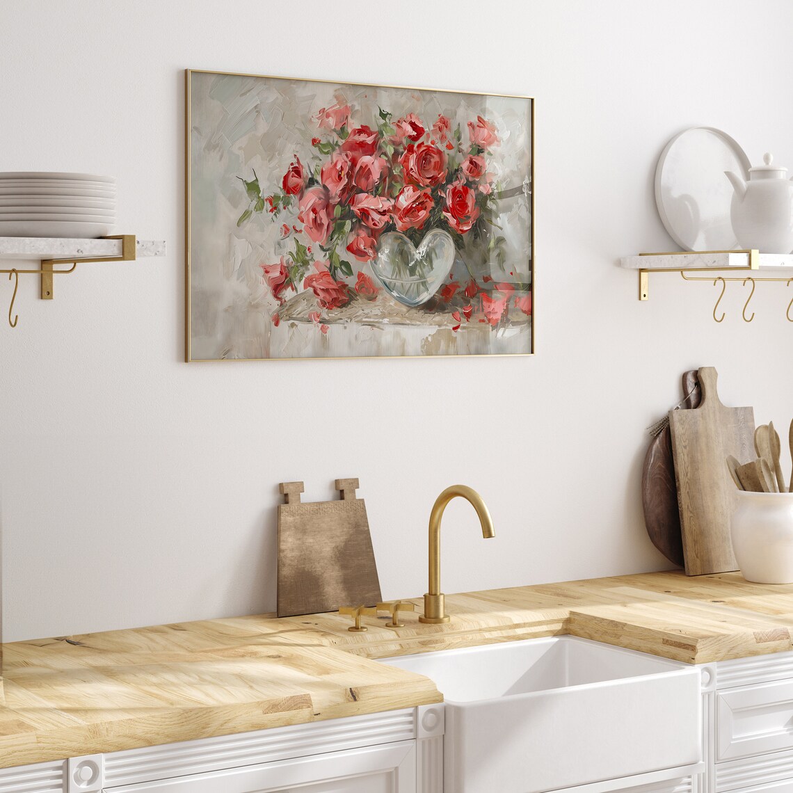 Red Roses Vintage Romantic Art Print, Valentines Decor - Image 3