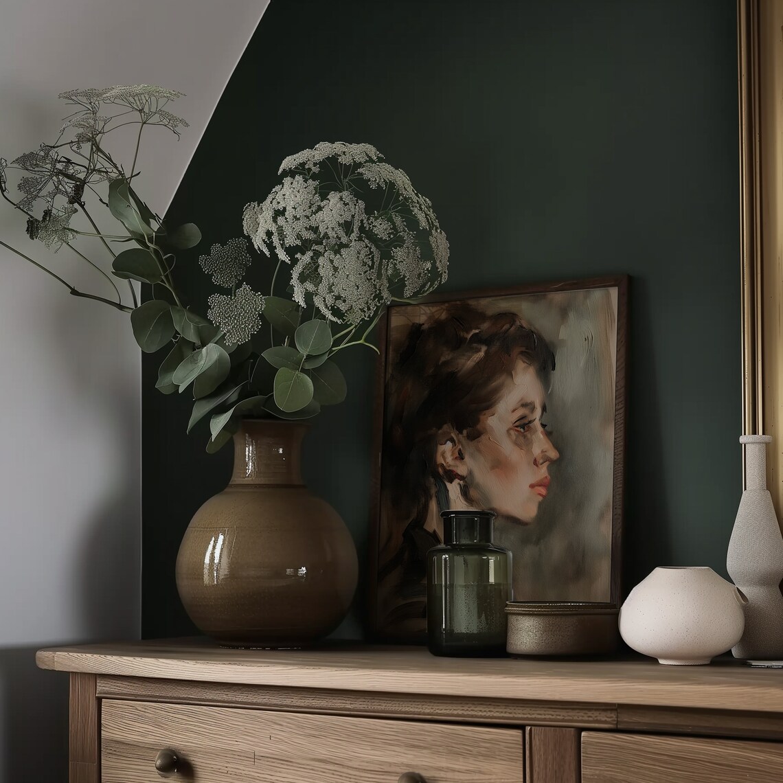 Moody Portrait Woman Painting Vintage Wall Art Dark Academia Aesthetic Print Moody Antique Wall Art 783 - Image 4