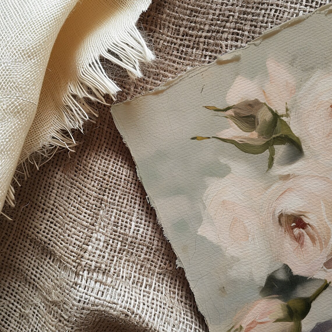 Pink and White Roses Still Life, Vintage Art Print - Image 4