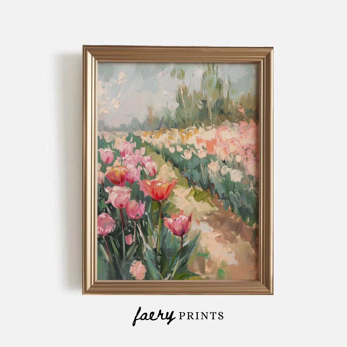 Spring Tulip Field Art Print, Floral Landscape - Image 3