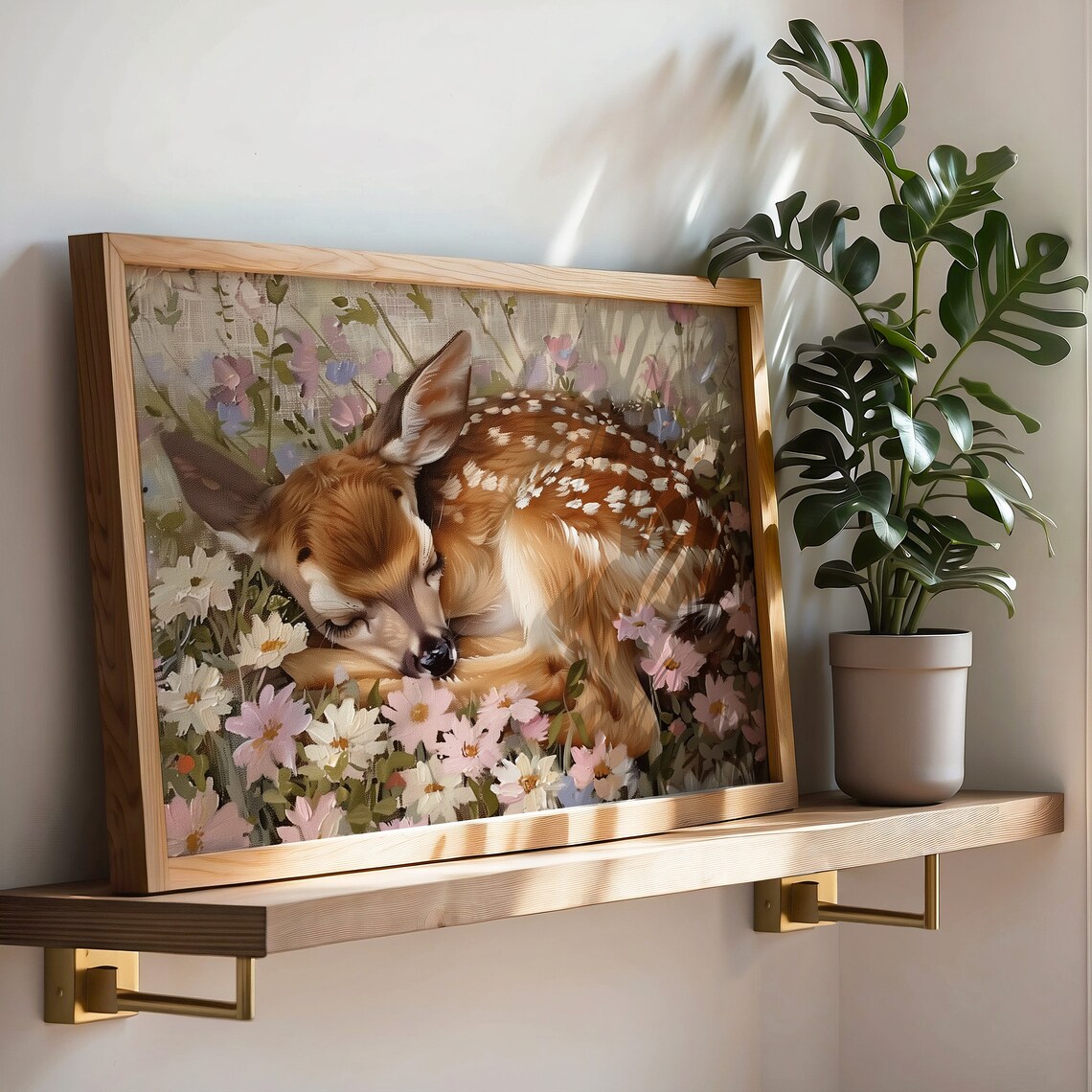Fawn Sleeping on Flowers Art Print, Romantic Floral - Image 2