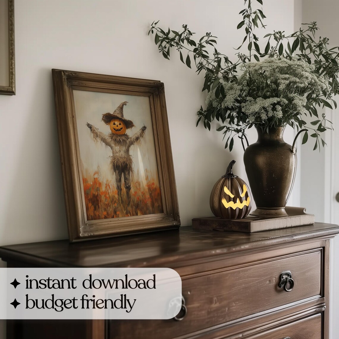 Rustic Halloween Scarecrow and Jack O Lantern Poster - Image 5