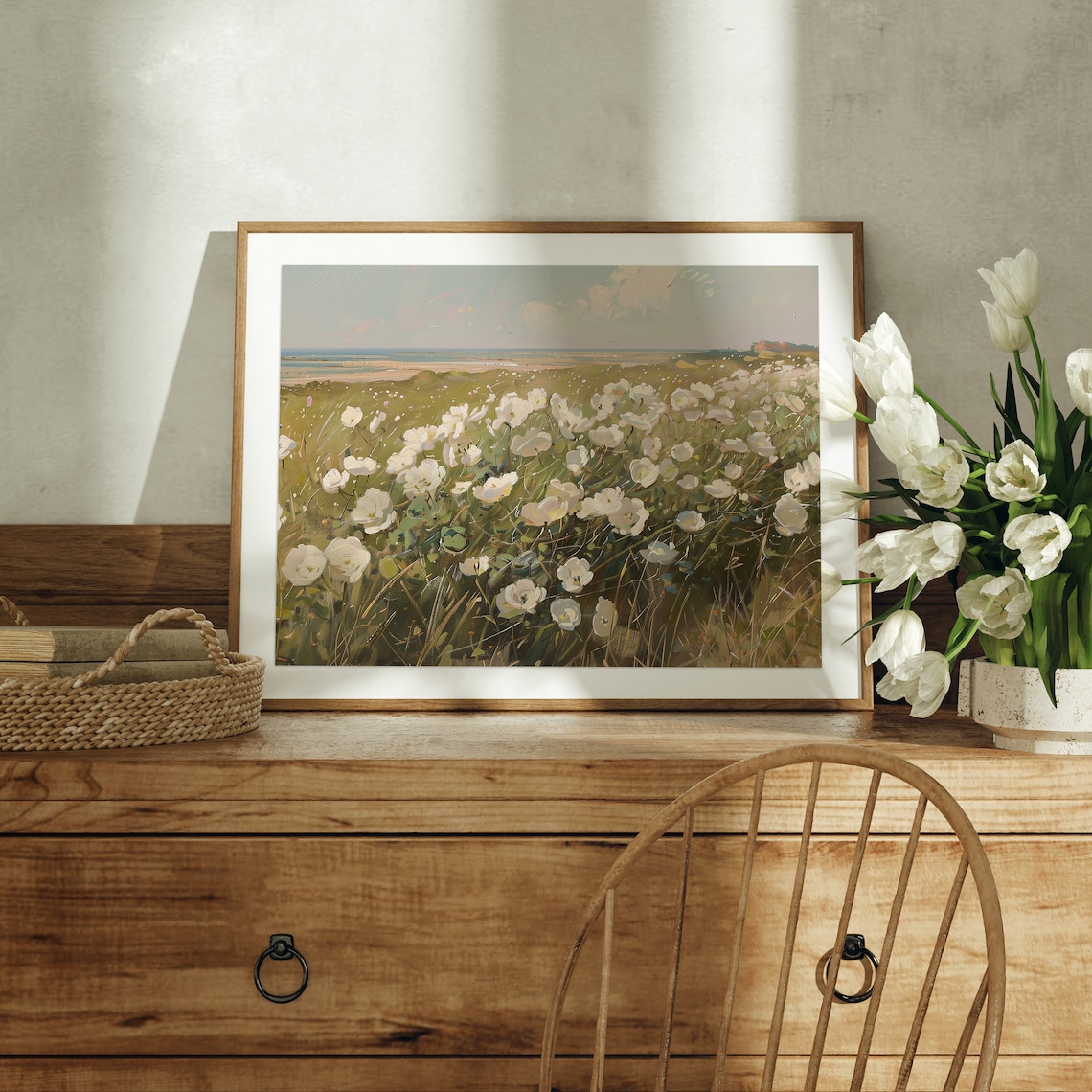 Wildflower Landscape Coastal Painting, Countryside Print - Image 3