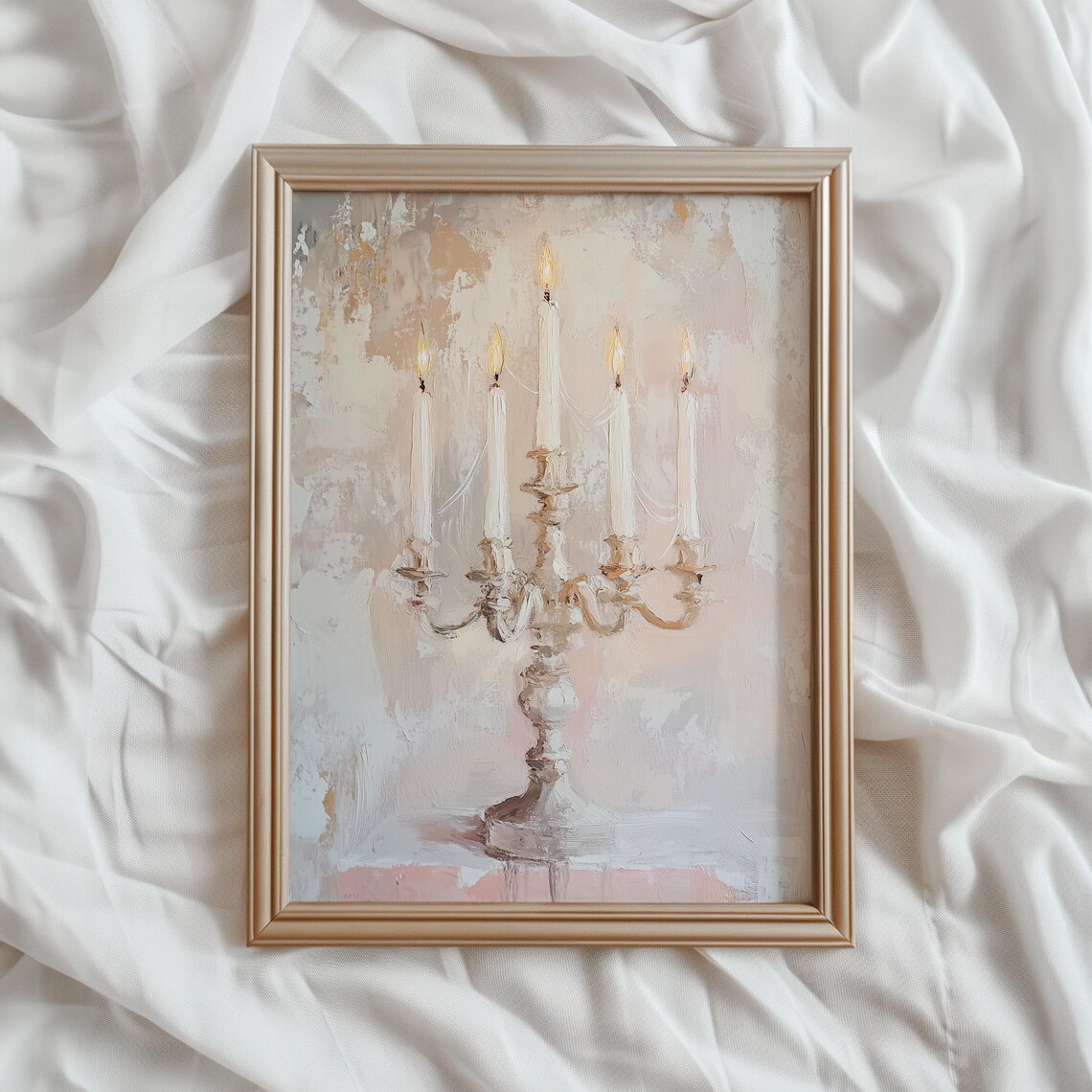 Pink Candelabra Print, Romantic Victorian Decor