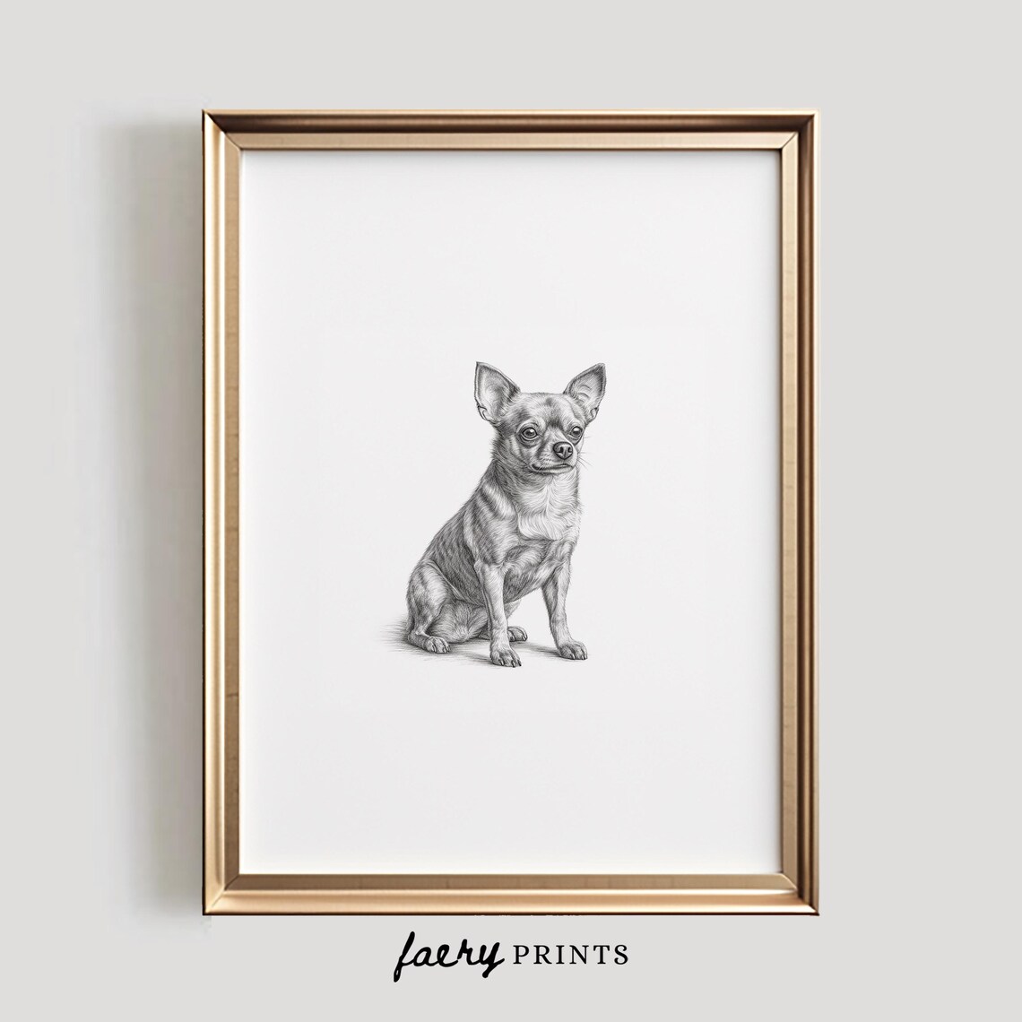 Chihuahua Sketch Art Print, Pet Wall Decor