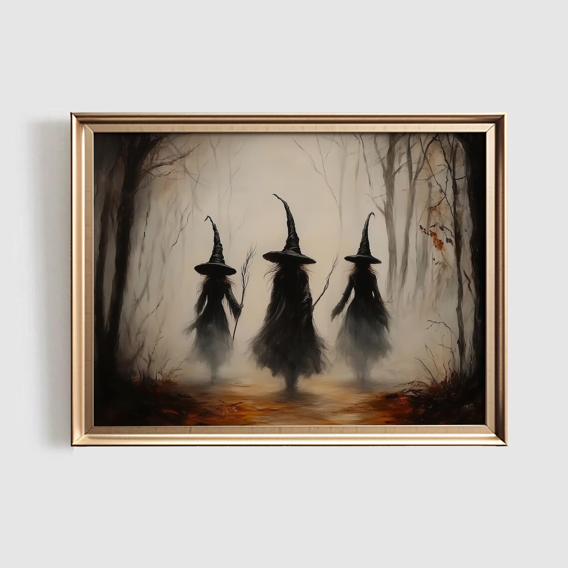Witchy Halloween Decor, Vintage Style Art Print