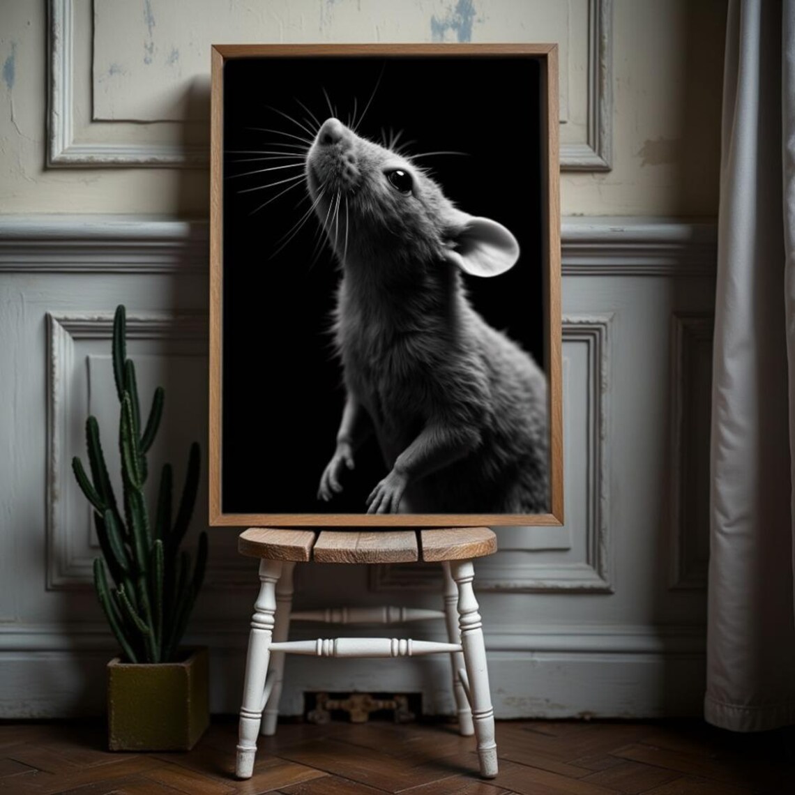 Rat Portrait, Gothic Minimalist Wildlife Art Print - Image 2
