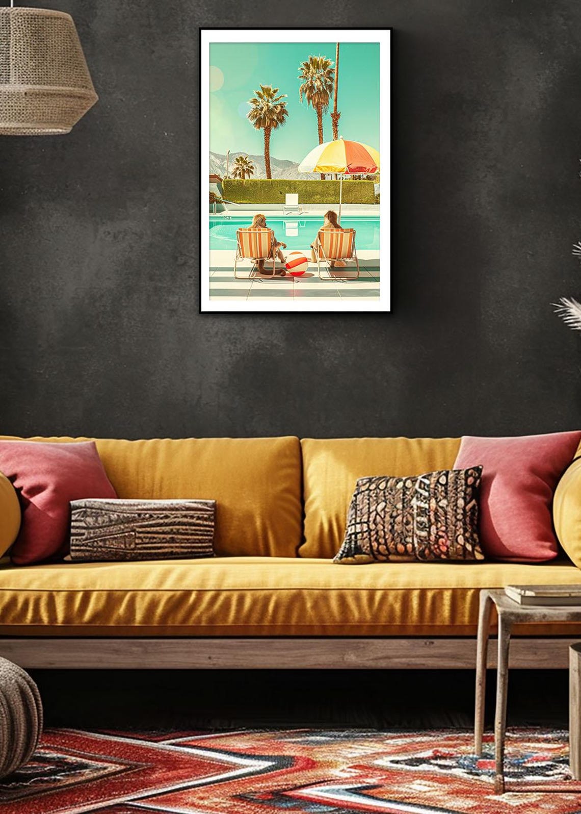 Chilling Monkeys by the Pool Retro Lounge Summer Vibes Art Poster - Image 2
