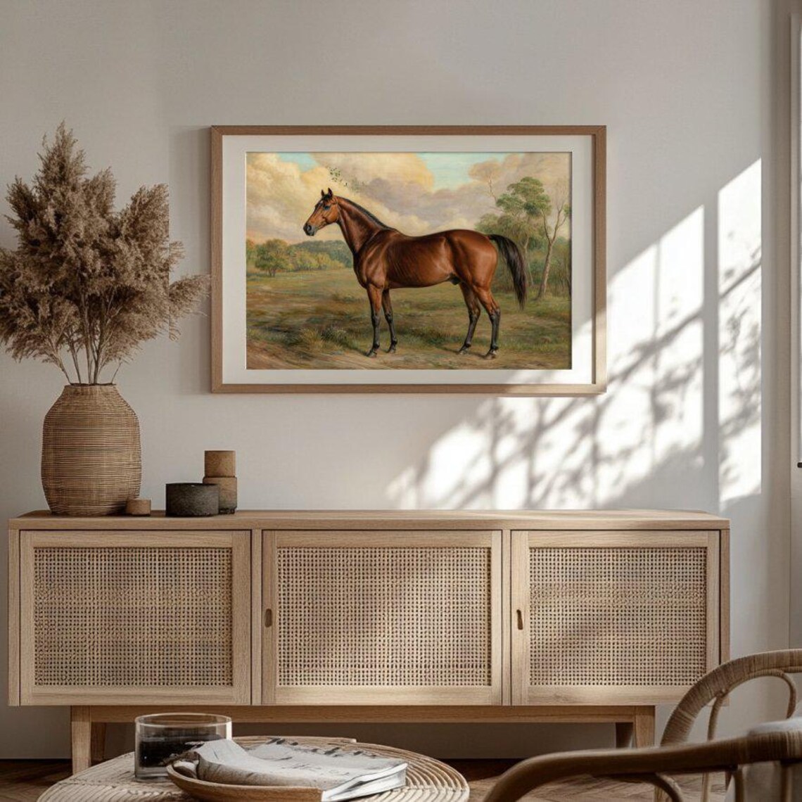 Classic Bay Stallion Portrait Vintage Horse Painting Art Poster - Image 3
