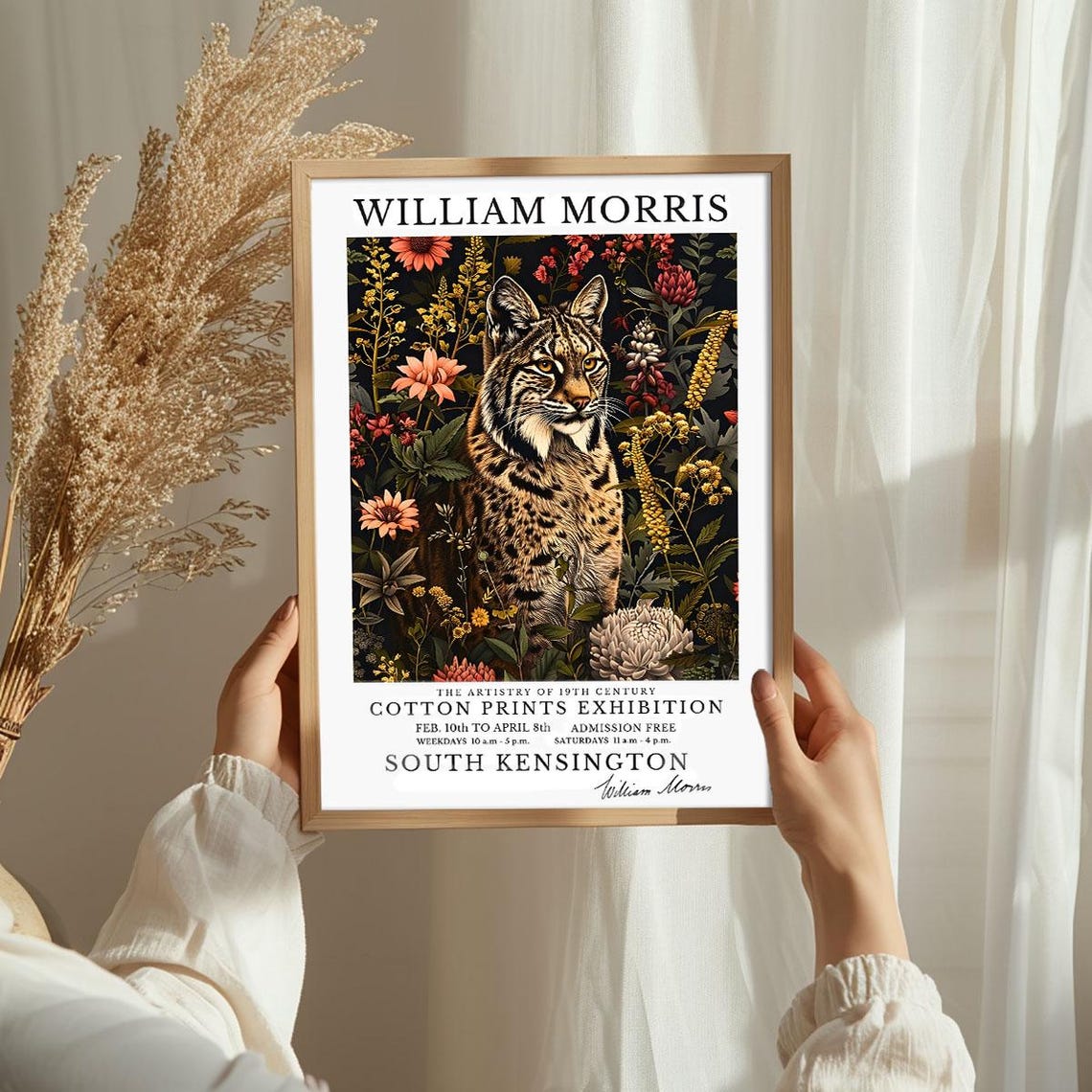 William Morris Lynx Wild Cat Floral Botanical Exhibition Poster - Image 3