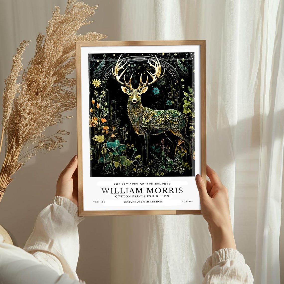 William Morris Golden Stag Floral Botanical Exhibition Poster - Image 3