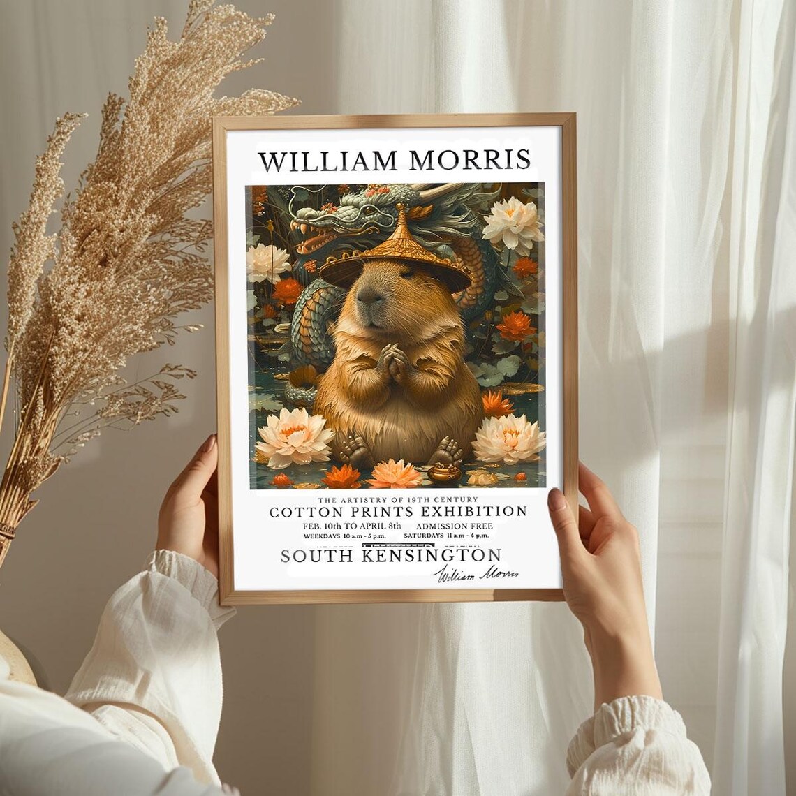 William Morris Guinea Pig Lotus Dragon Cotton Prints Exhibition Poster - Image 3