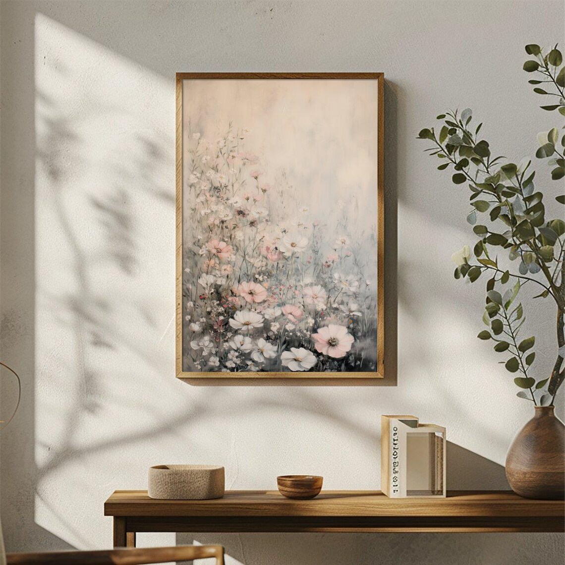 Pastel Wildflower Field Soft Blush Misty Floral Meadow Art Poster - Image 3