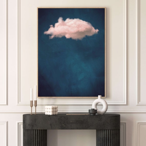 Blue And Pink Cloud Wall Art Framed Art Print Giclee Large Wall Art Abstract Art Minimalist Maximalist Living Room Decor