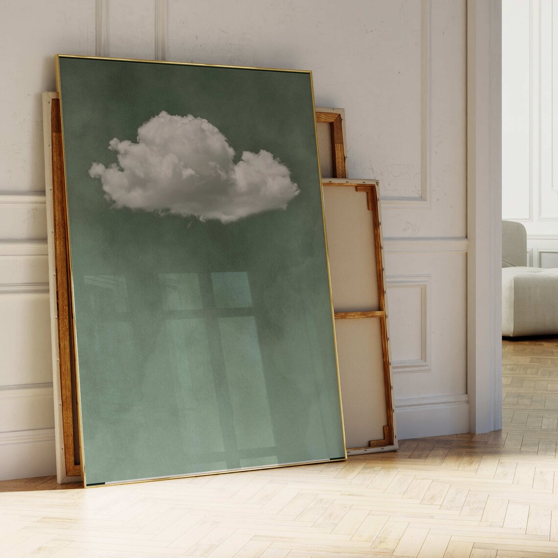 Sage Green Sky Cloud Minimalist Abstract Art Print