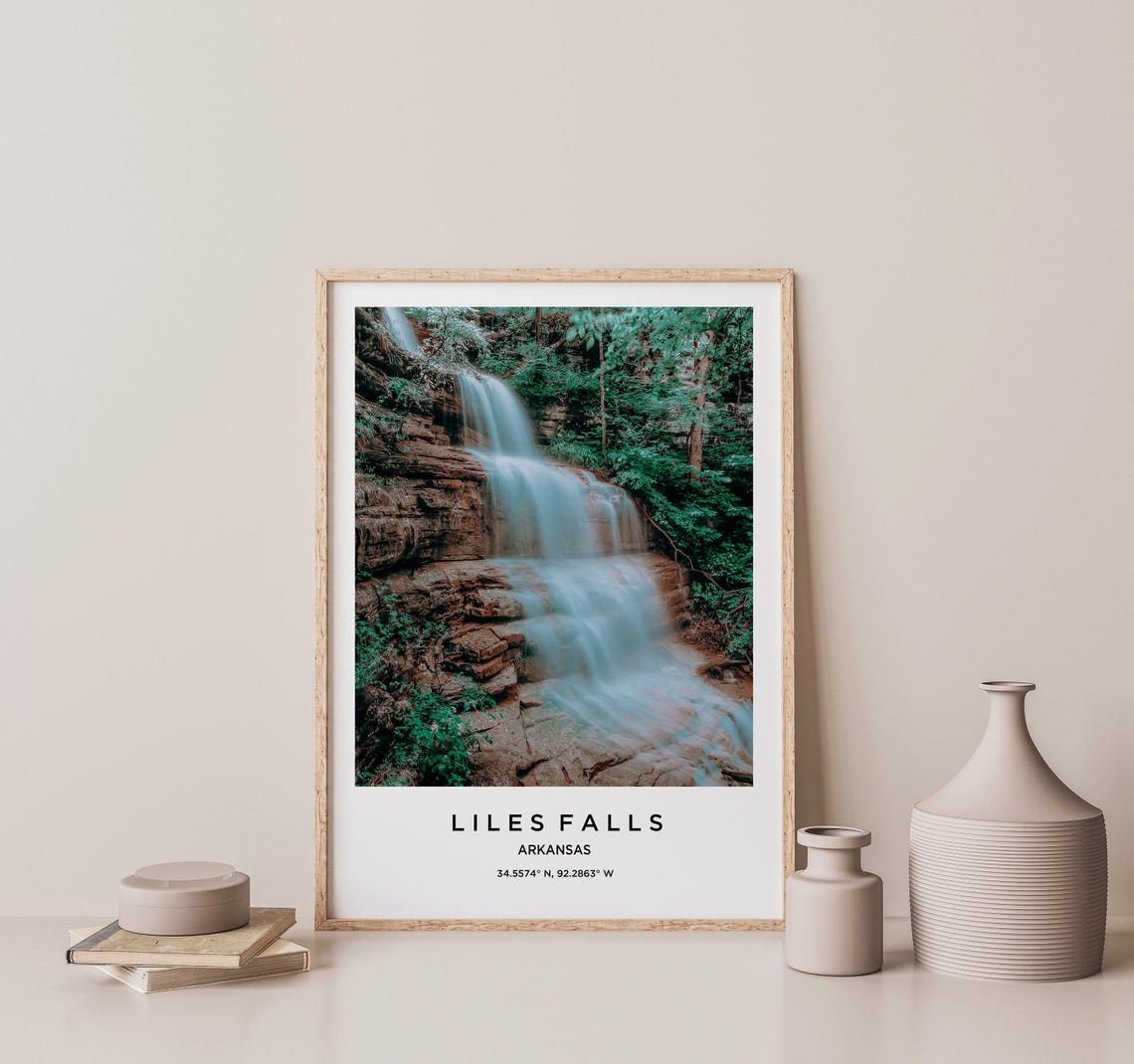 Liles Falls Arkansas Tiered Waterfall Forest Rocks Travel Poster - Image 2