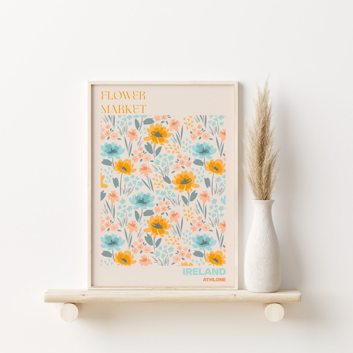 Ireland Flower Market Athlone Bright Floral Pattern Art Poster - Image 2