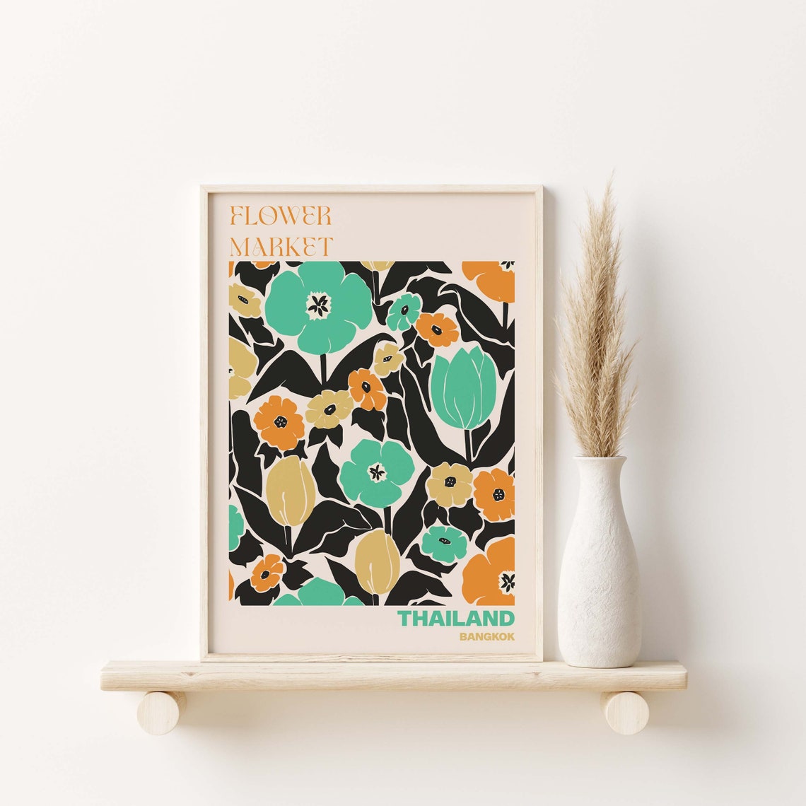 Thailand Poster Thailand Wall Art Thailand Personalised Travel Poster Thailand Flower Market Print Floral Wall Decor Thailand Poster - Image 3