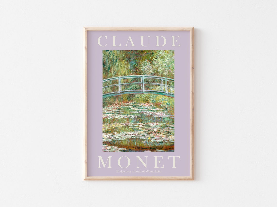 Claude Monet Bridge Over Water Lilies Pond Lavender Art Poster - Image 3
