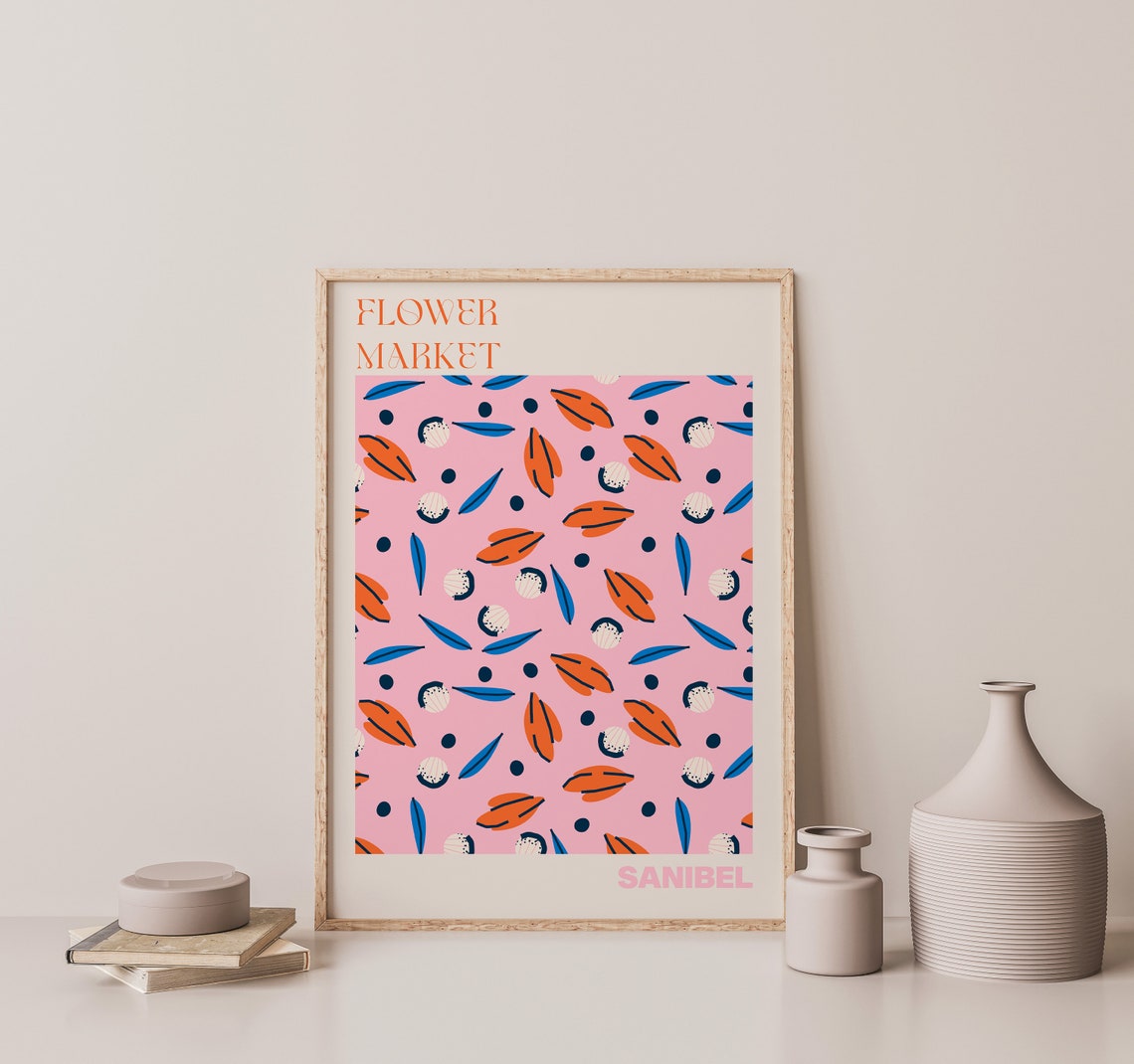 Sanibel Poster Sanibel Wall Art Sanibel Personalised Travel Poster Sanibel Flower Market Print Floral Wall Decor Sanibel Poster - Image 3