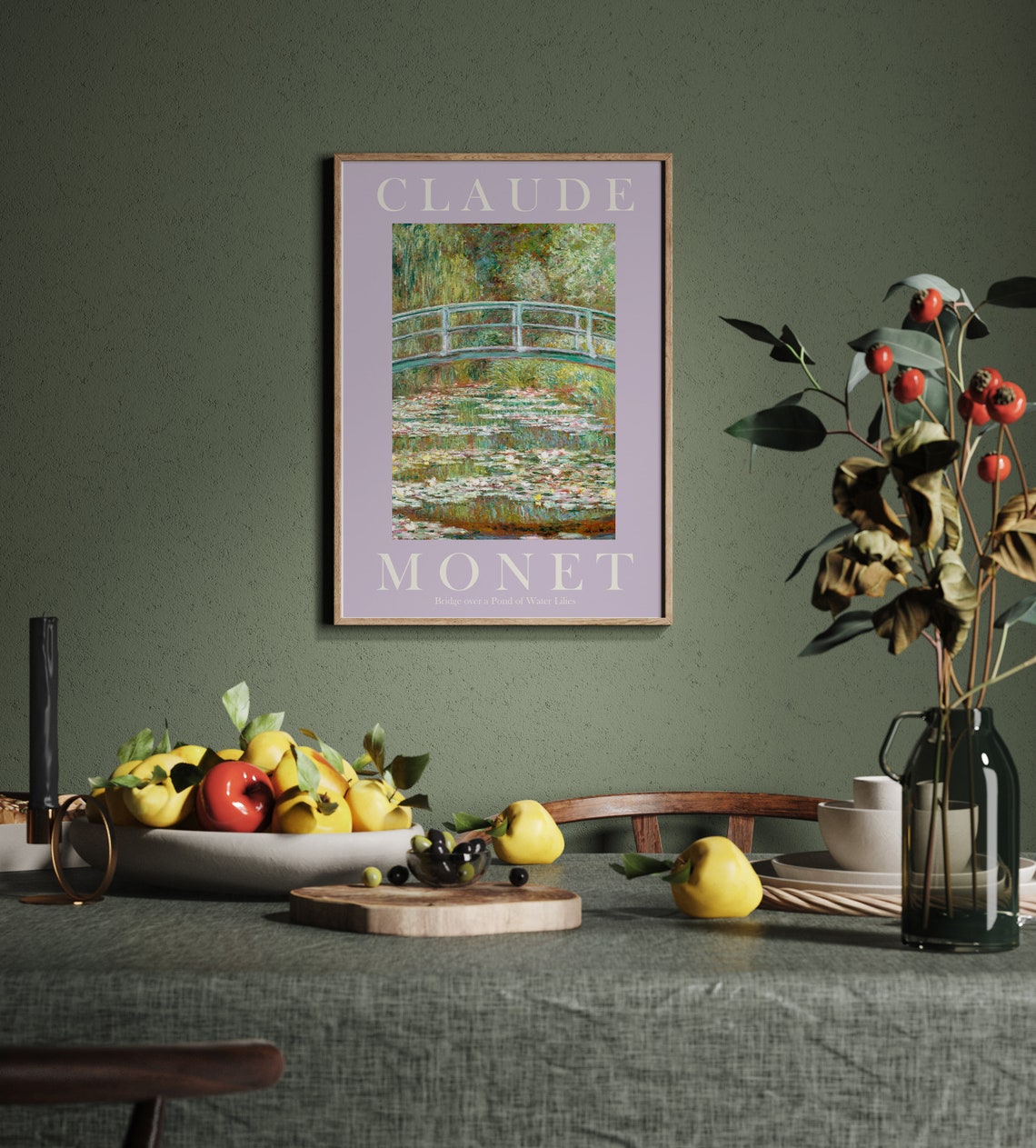 Claude Monet Bridge Over Water Lilies Pond Lavender Art Poster - Image 2