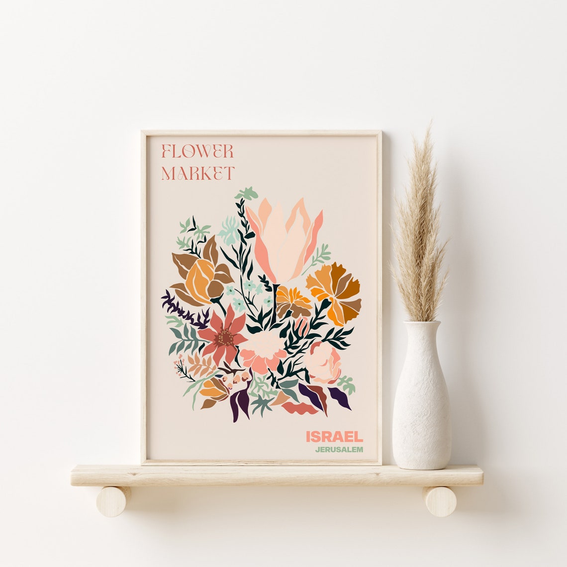 Israel Poster Israel Wall Art Israel Personalised Travel Poster Israel Flower Market Print Floral Wall Israel - Image 3