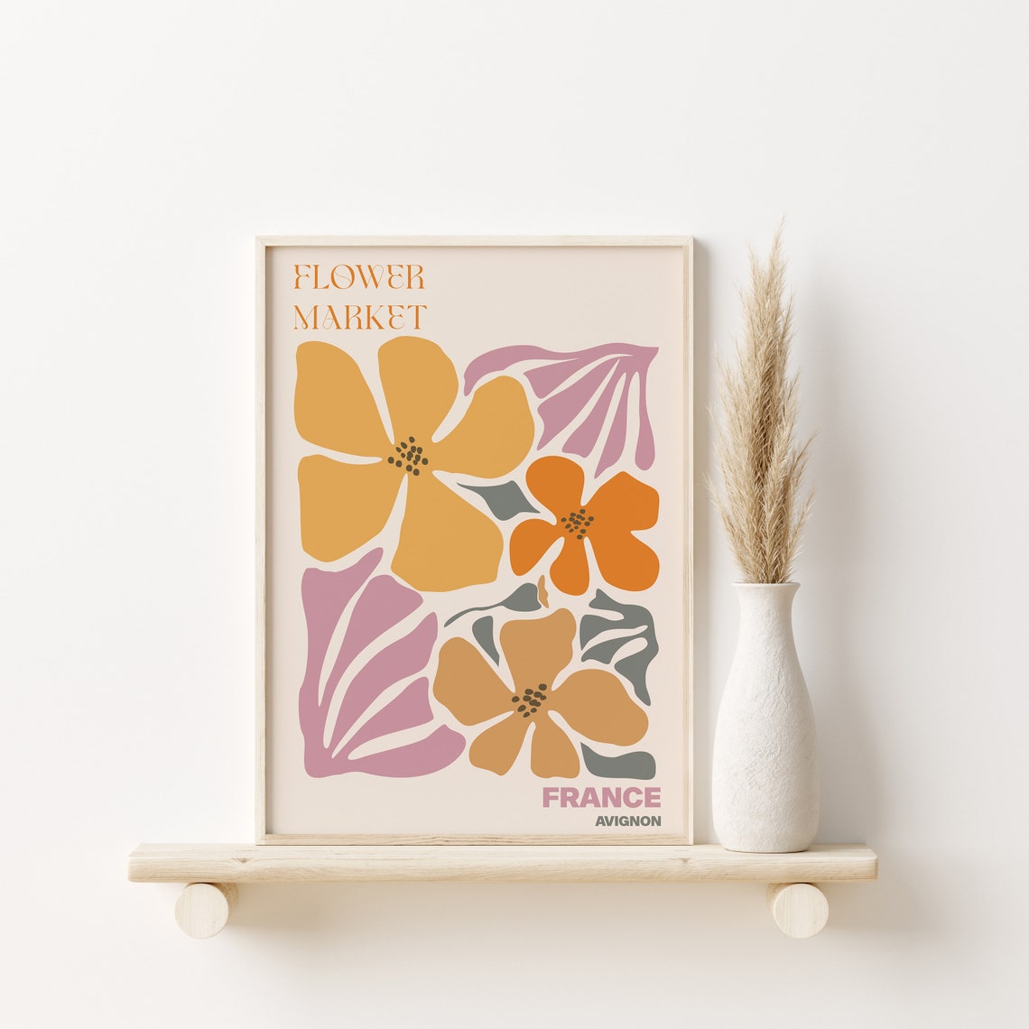 France Avignon Warm Mustard Blossom Flower Market Art Poster - Image 2