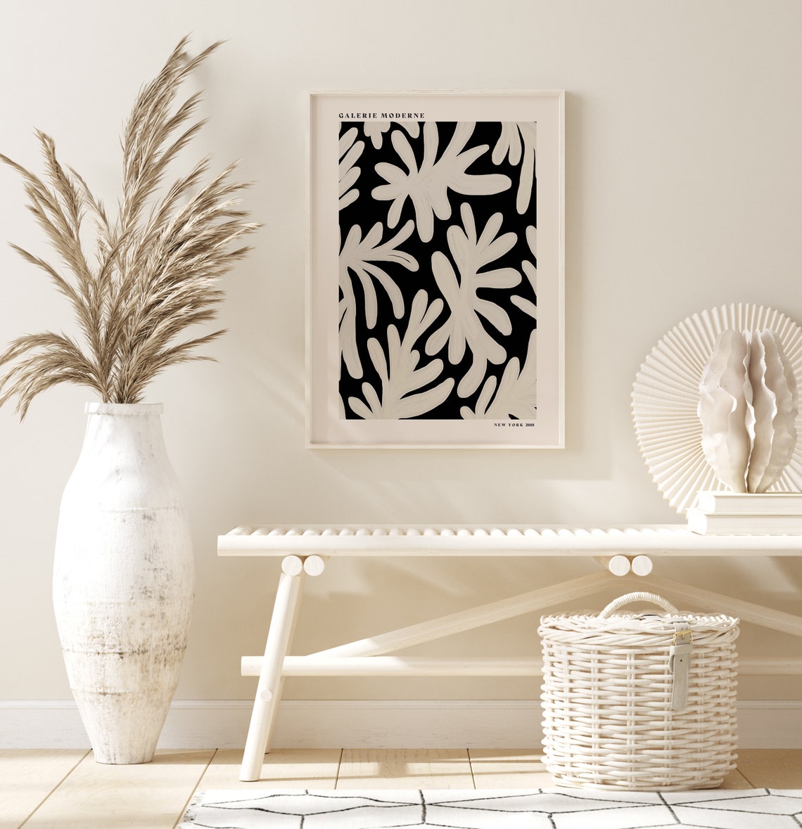 Galerie Moderne Cream Botanical Leaves Black Modern Botanical Poster - Image 3