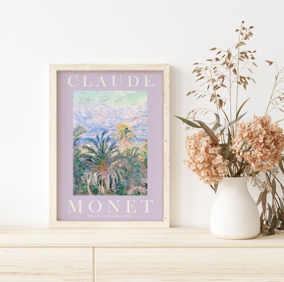 Claude Monet Art Print Modern Vintage Poster Exhibition Wall Art Monet Wall Art Vintage Wall Art Palm Trees At Bordighera Pastel Lilac