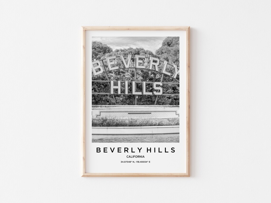 Beverly Hills Travel Poster Beverly Hills Print Beverly Hills Photo Print Black And White Photography Monochrome Travel Photography - Image 2