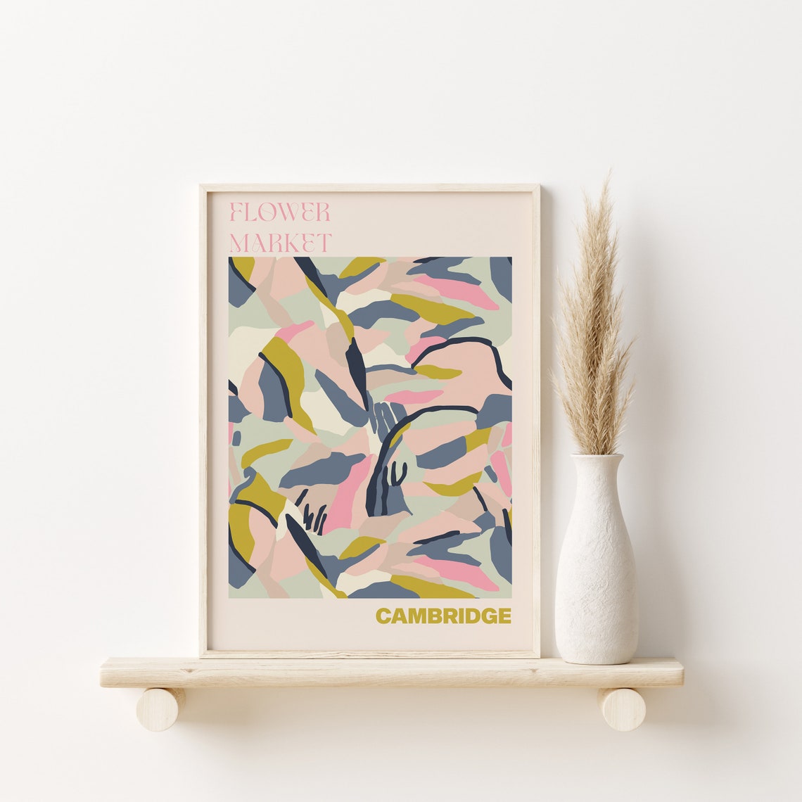Cambridge Flower Market Poster Abstract Pastel Botanical Artwork - Image 2