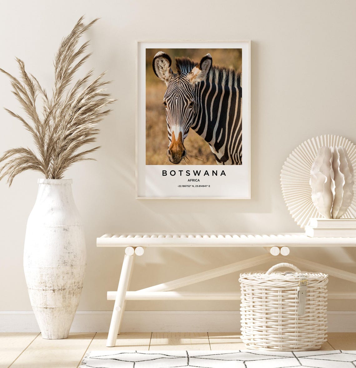 Botswana Zebra Close Up Golden Savannah Safari Portrait Poster - Image 3