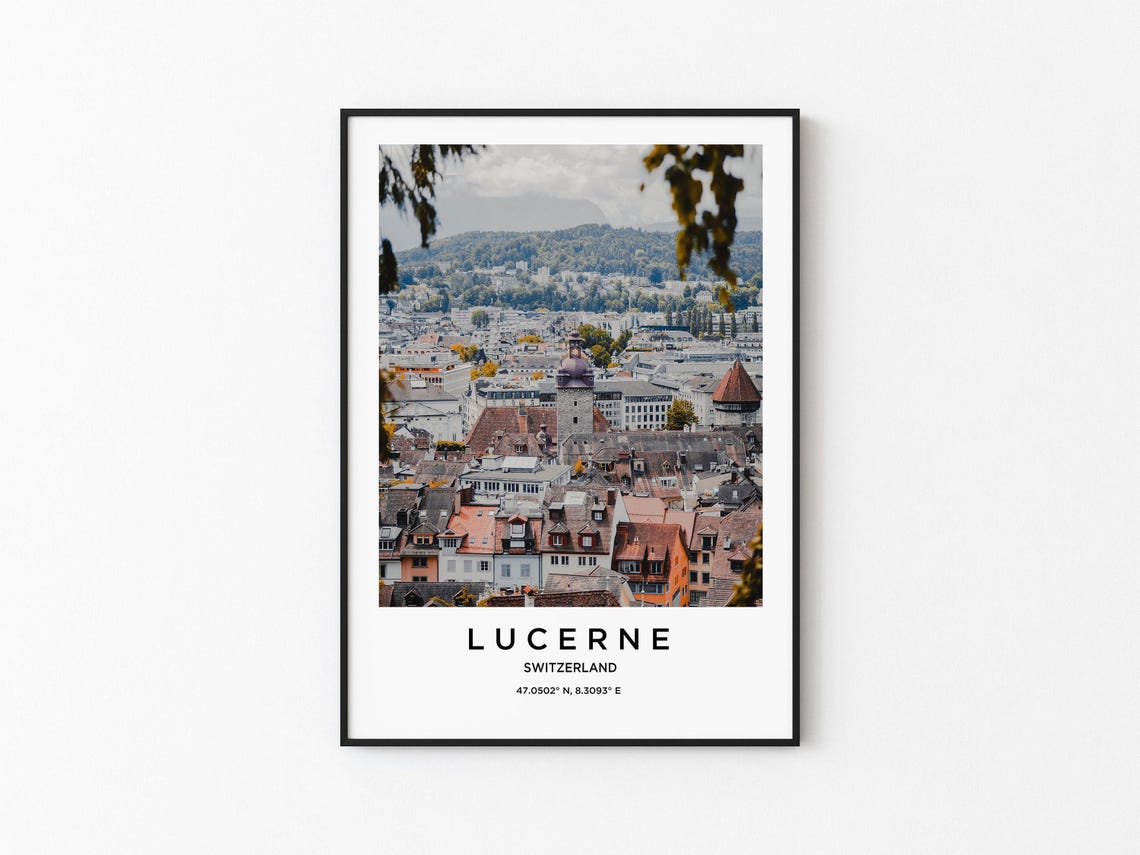 Lucerne Switzerland Historic Old Town Rooftops Travel Poster