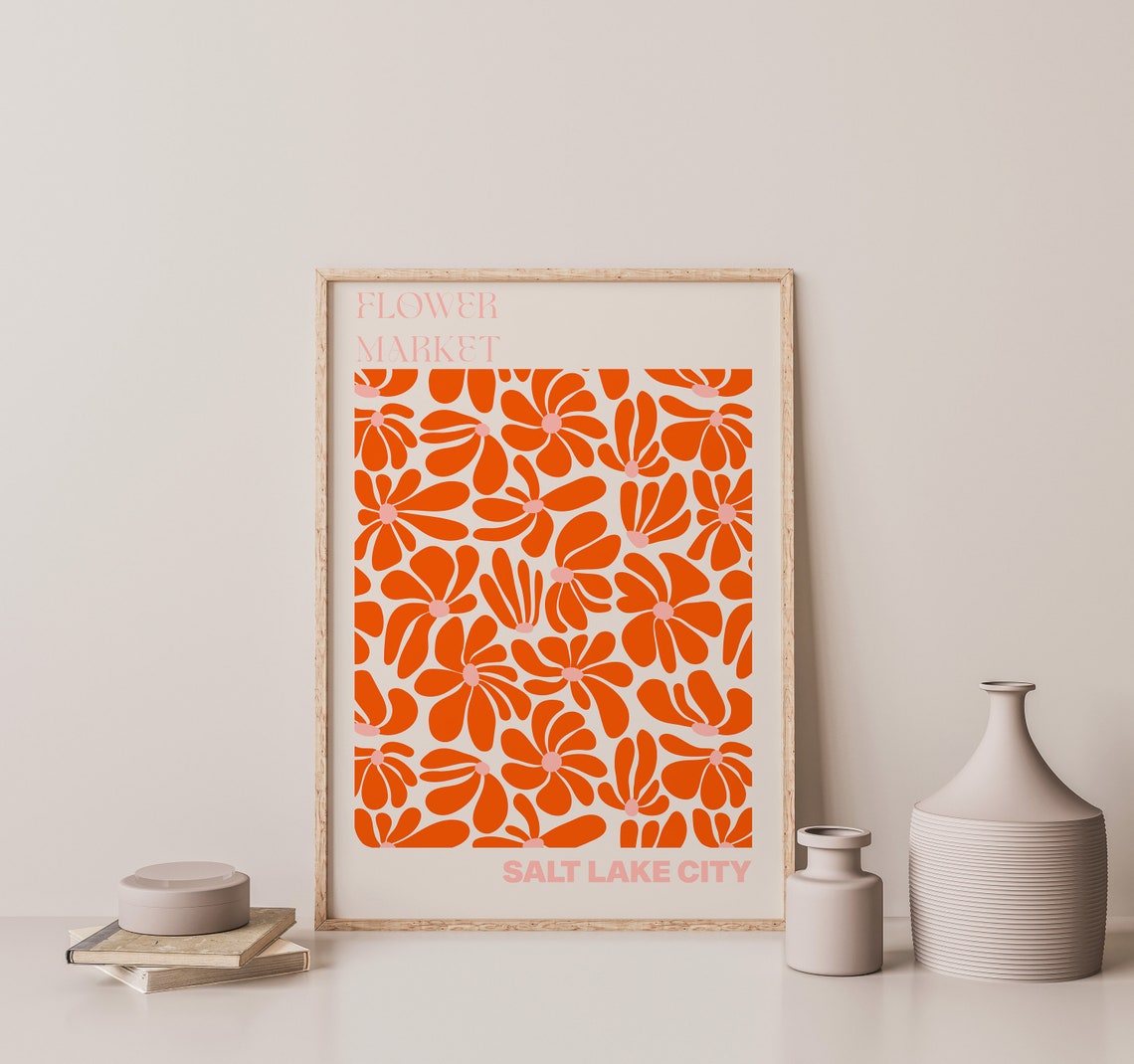 Salt Lake City Poster Salt Lake City Wall Art Salt Lake City Personalised Travel Poster Salt Lake City Flower Market Print Floral Wall - Image 3