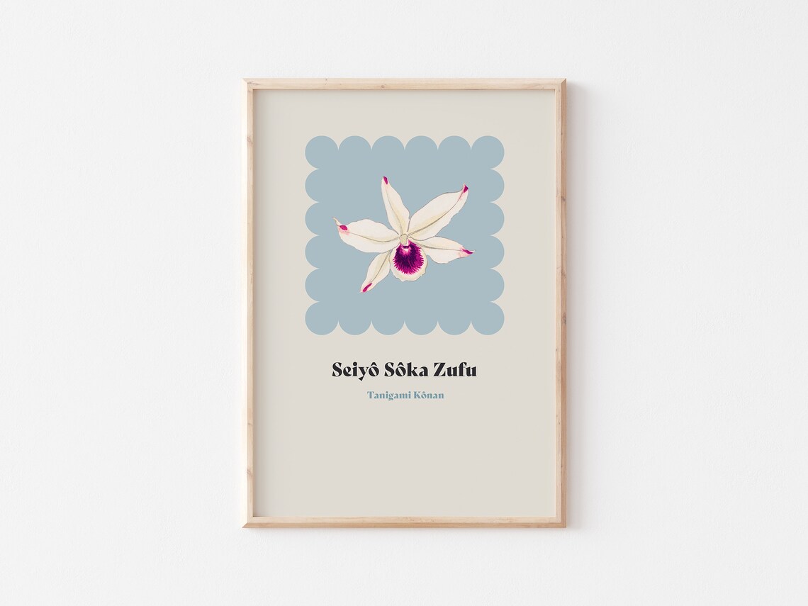 Tanigami Konan Seiyo Soka Zufu White Orchid Botanical Art Poster - Image 3