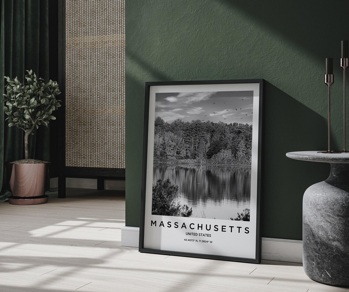 Massachusetts Art Print, Massachusetts Map - Image 2