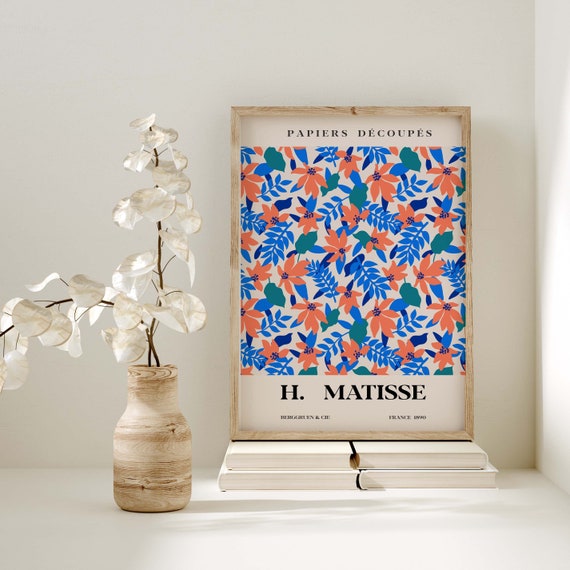 Modern Pretty Blue Orange Flowers Matisse Print Henri Matisse Wall Art Henri Matisse Matisse Poster Matisse Print A5 A4 A3 A2 A1 A0